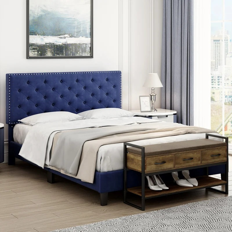 Modular Bed : Ema Tufted Low Profile Bed