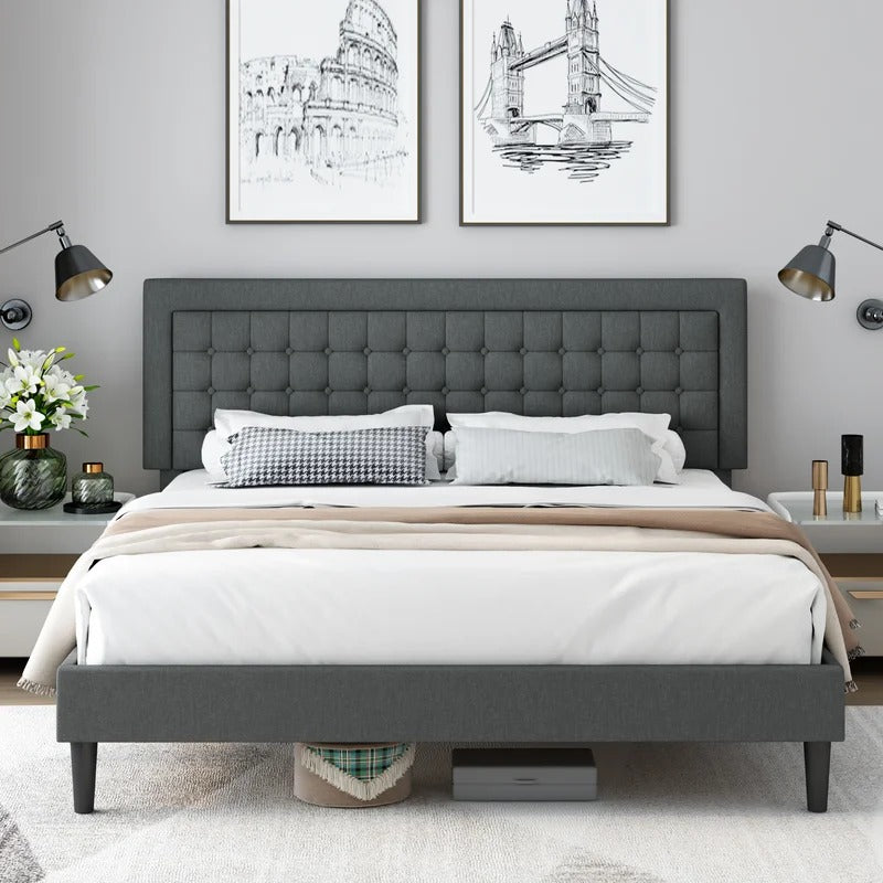 Modular Bed : Size/Queen Color/Dark Gray Tufted Bed