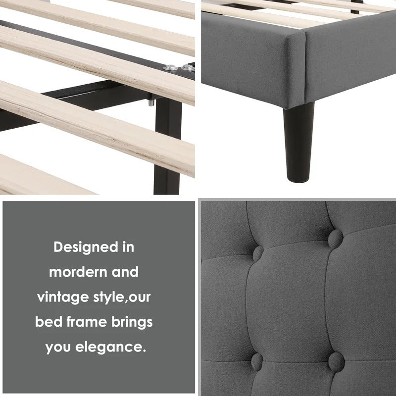 Modular Bed : Size/Queen Color/Dark Gray Tufted Bed