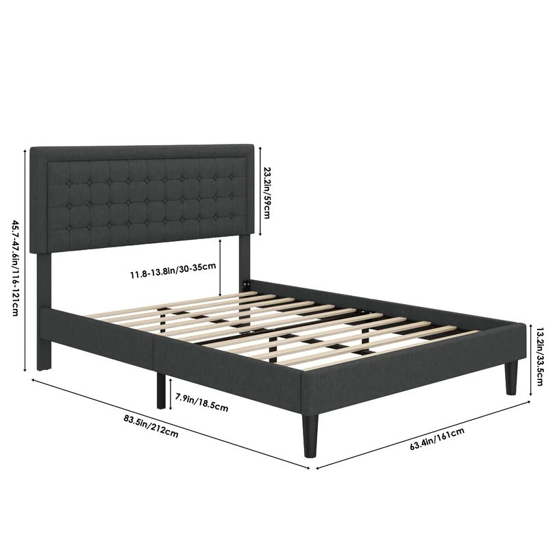 Modular Bed : Size/Queen Color/Dark Gray Tufted Bed