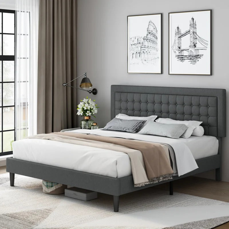 Modular Bed : Size/Queen Color/Dark Gray Tufted Bed