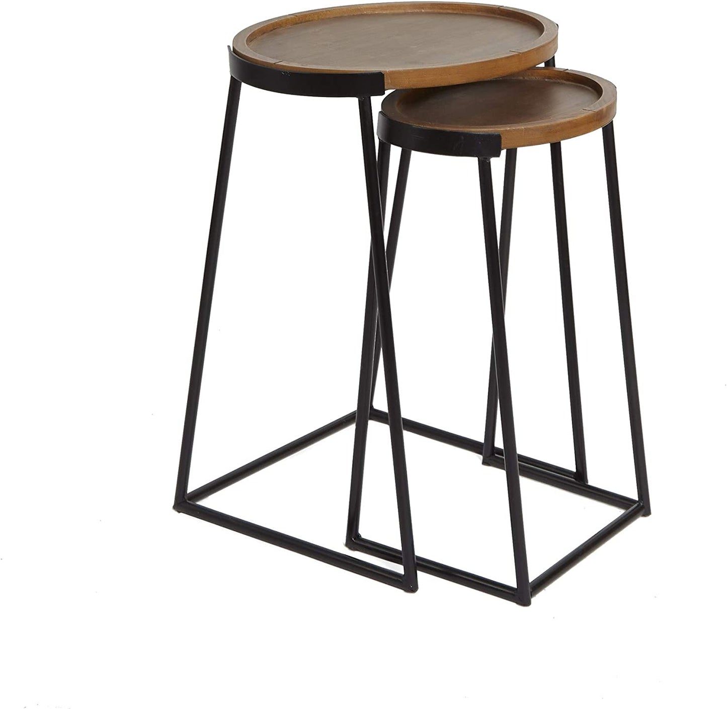 Nest Of Table : Silverwood Nesting Side Table, Black Metal and Dark Wood