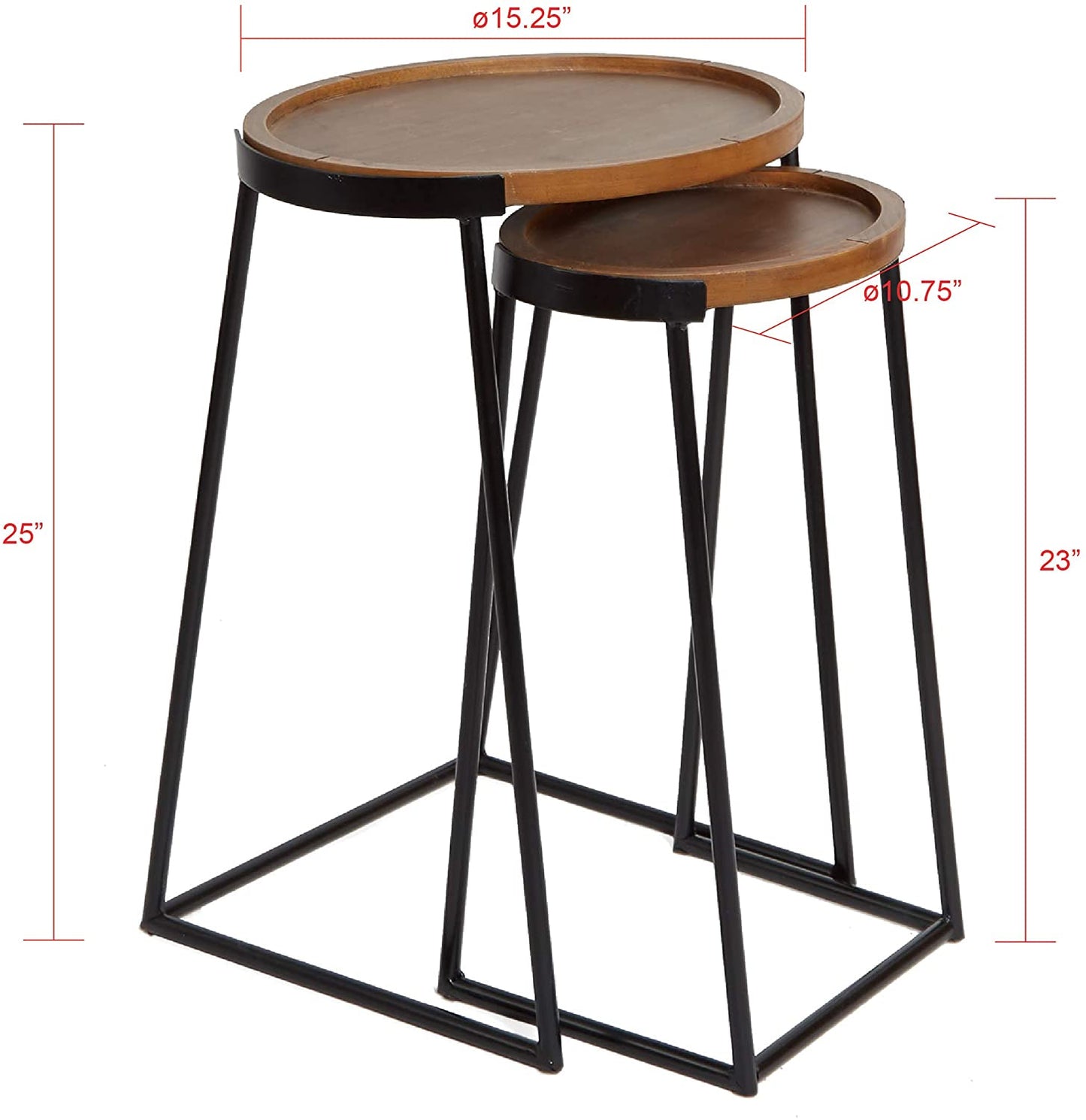 Nest Of Table : Silverwood Nesting Side Table, Black Metal and Dark Wood