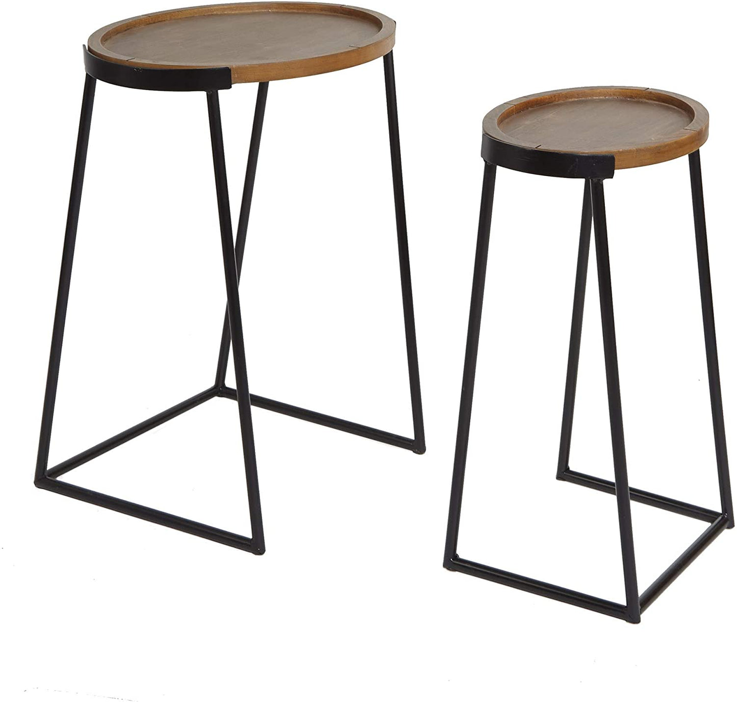 Nest Of Table : Silverwood Nesting Side Table, Black Metal and Dark Wood