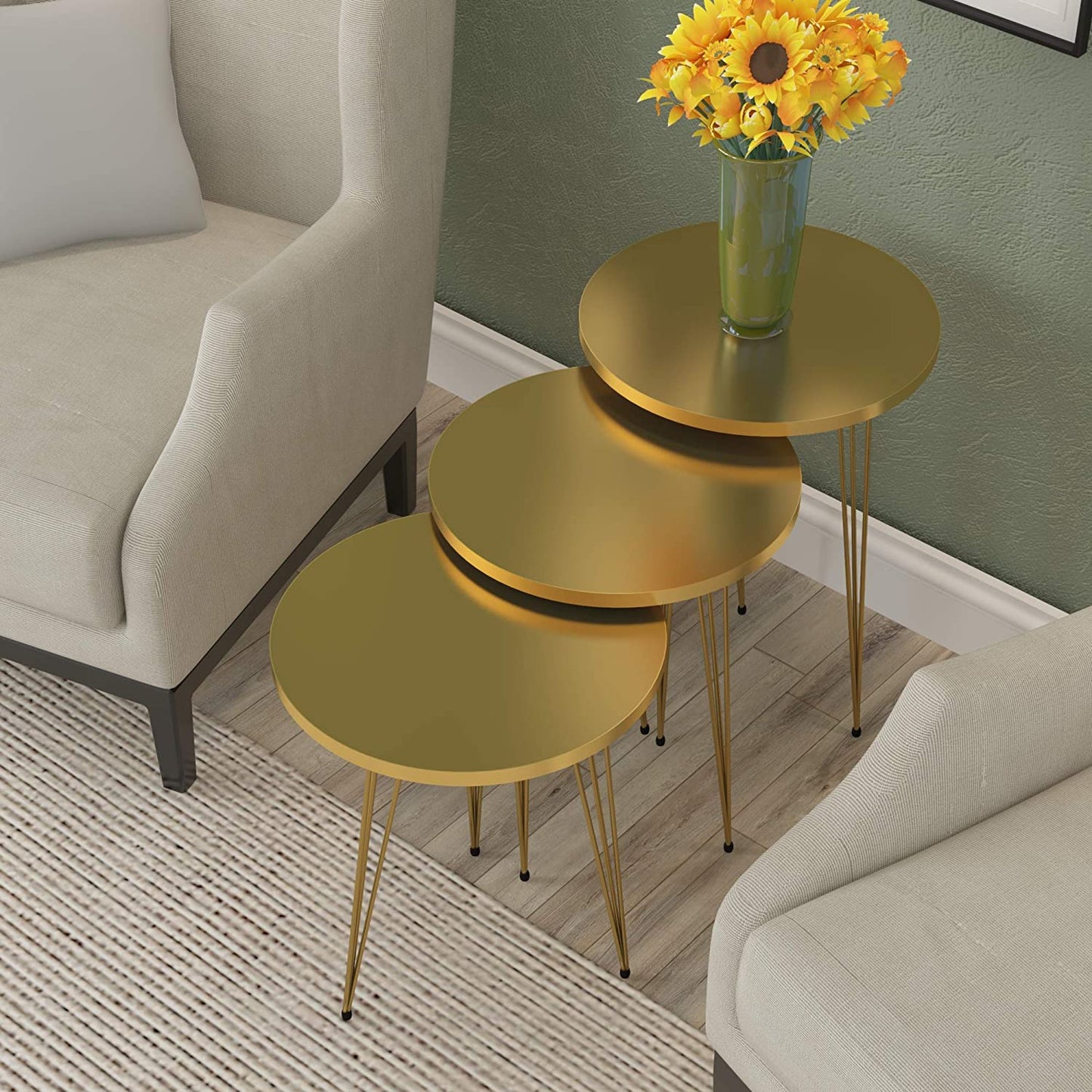 Nest Of Tables : 3 HIGH Gloss Nesting End Tables Nightstands