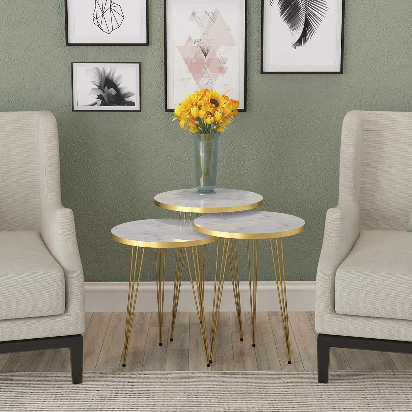 Nest Of Tables : 3 HIGH Gloss Nesting End Tables Nightstands