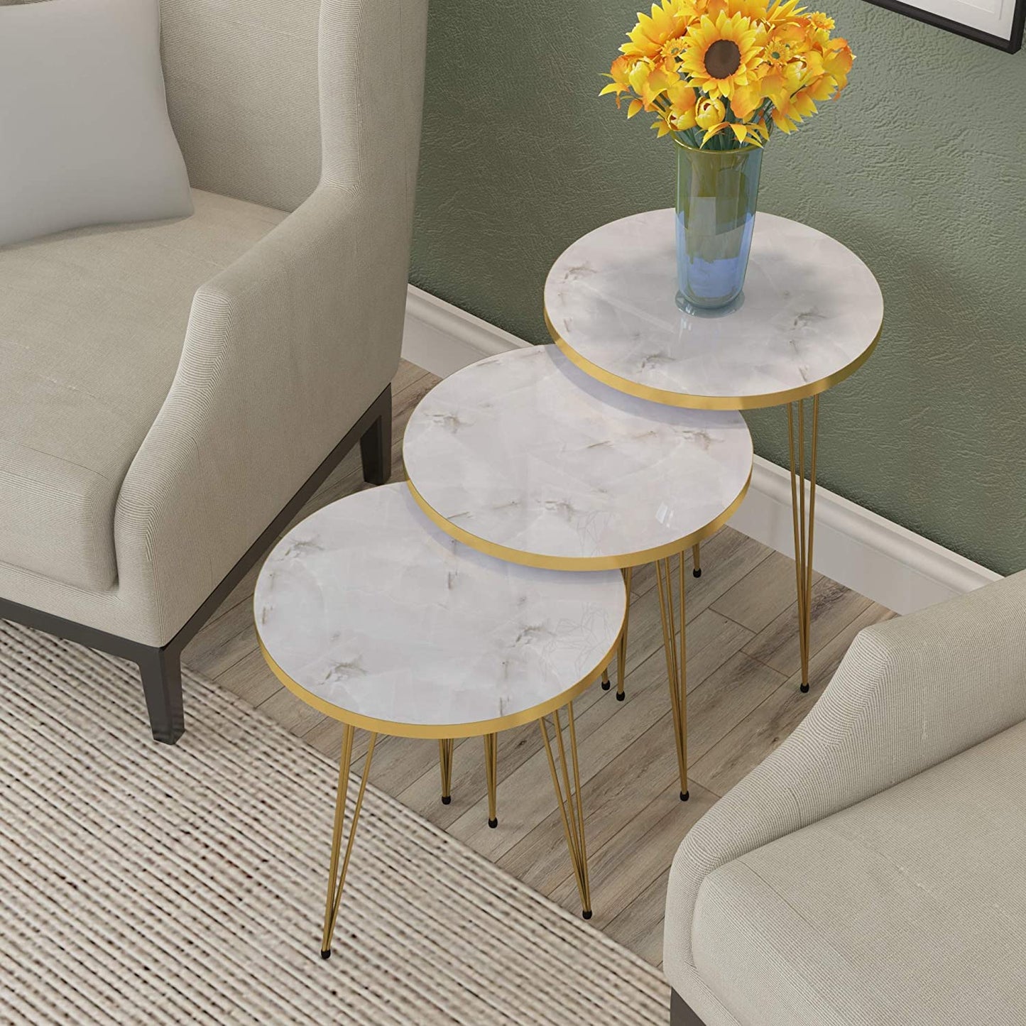 Nest Of Tables : 3 HIGH Gloss Nesting End Tables Nightstands