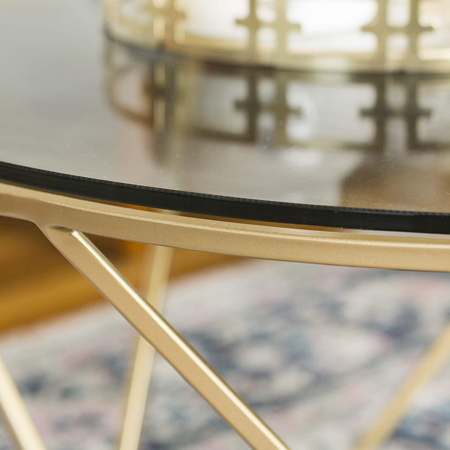 Nest Of Tables Coffee Tables in Clear Glass and Gold