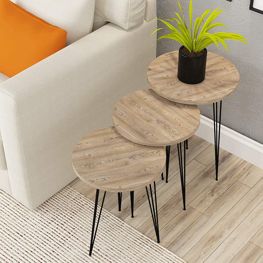 Nest Of Tables Living Room, Home Office, Sturdy&Easy Assembly, Grey