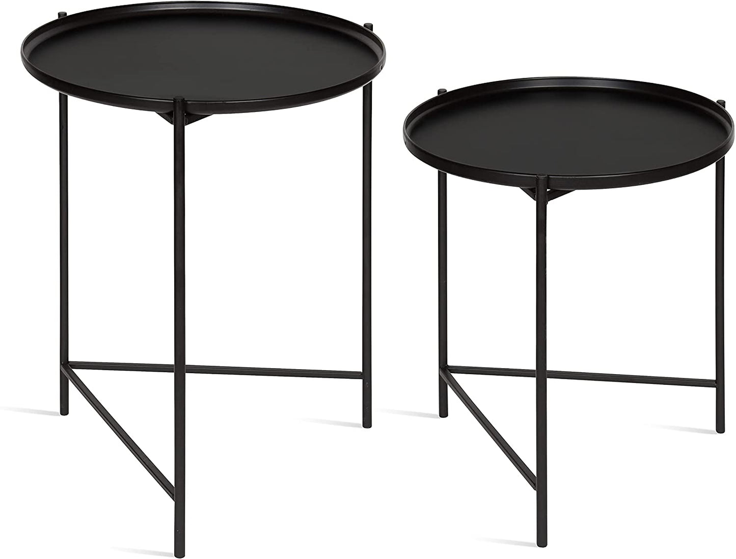 Nest Of Tables Metal Accent Tables, 2 Piece, Black
