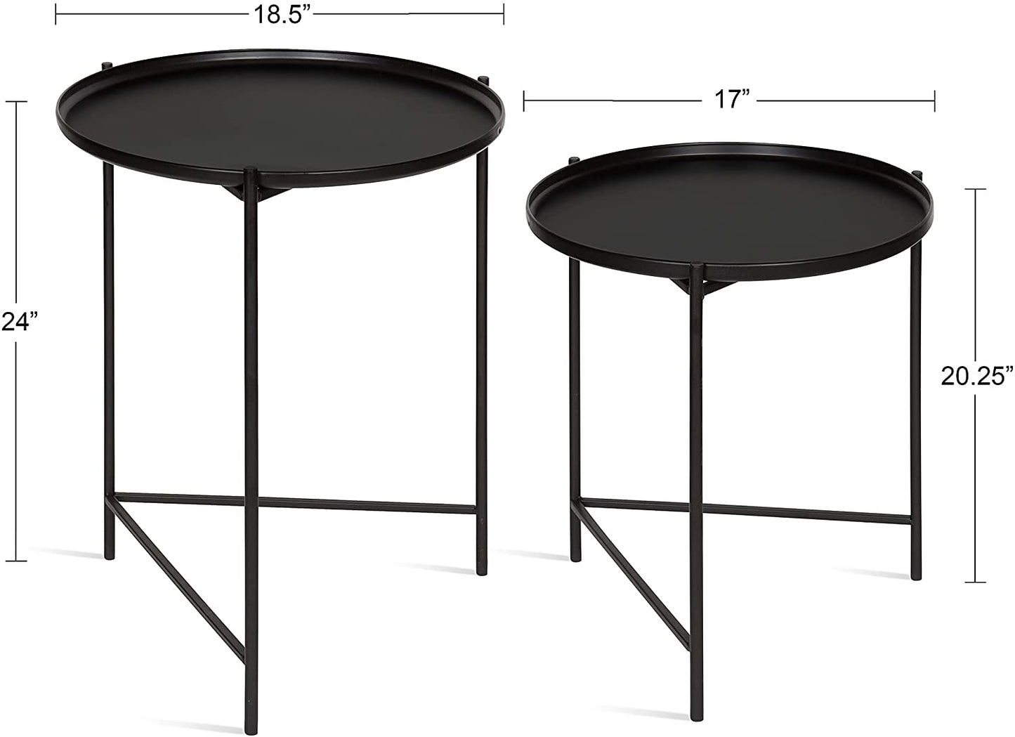 Nest Of Tables Metal Accent Tables, 2 Piece, Black
