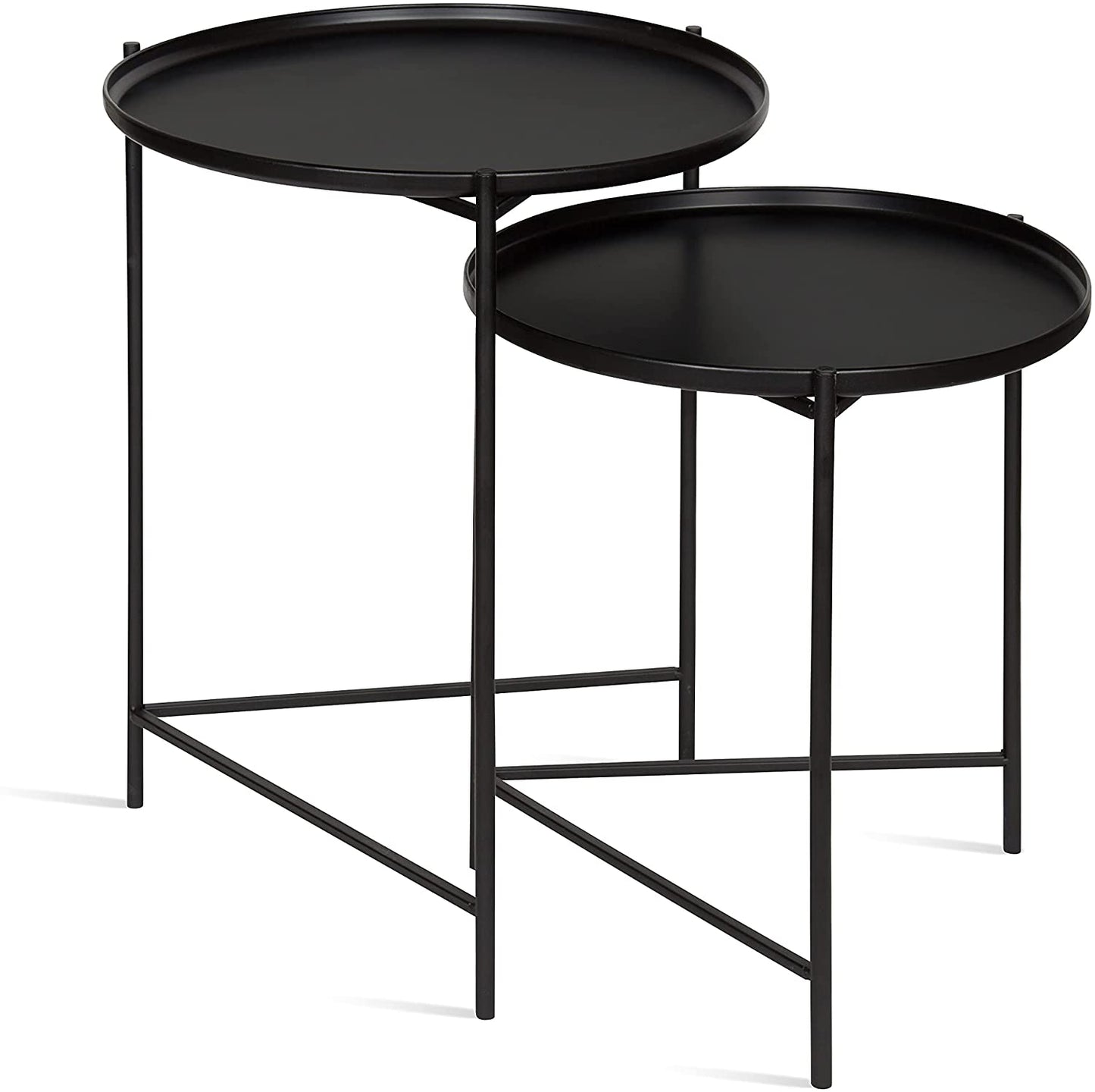 Nest Of Tables Metal Accent Tables, 2 Piece, Black