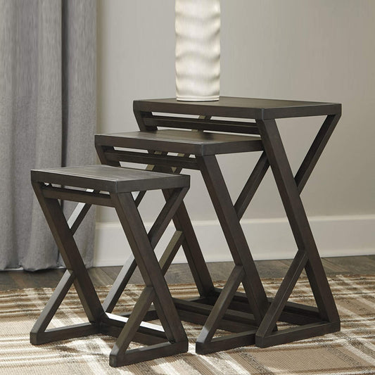 Nest Of Tables: Modern Nesting Accent Table Set of 3 Tables, Brown