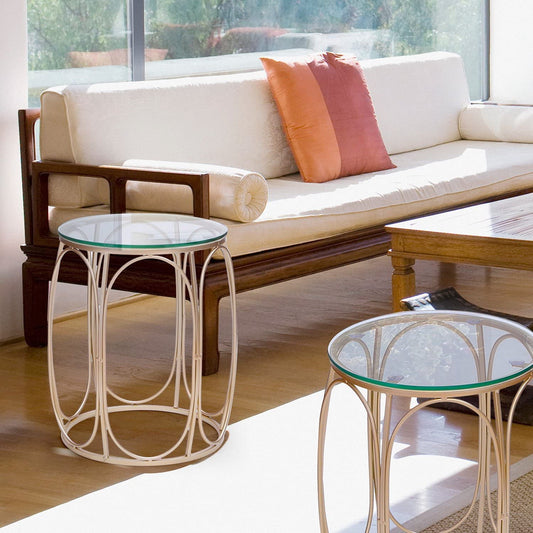 Nest Of Tables : Nesting Round Gold Nightstands Decent Set of 2