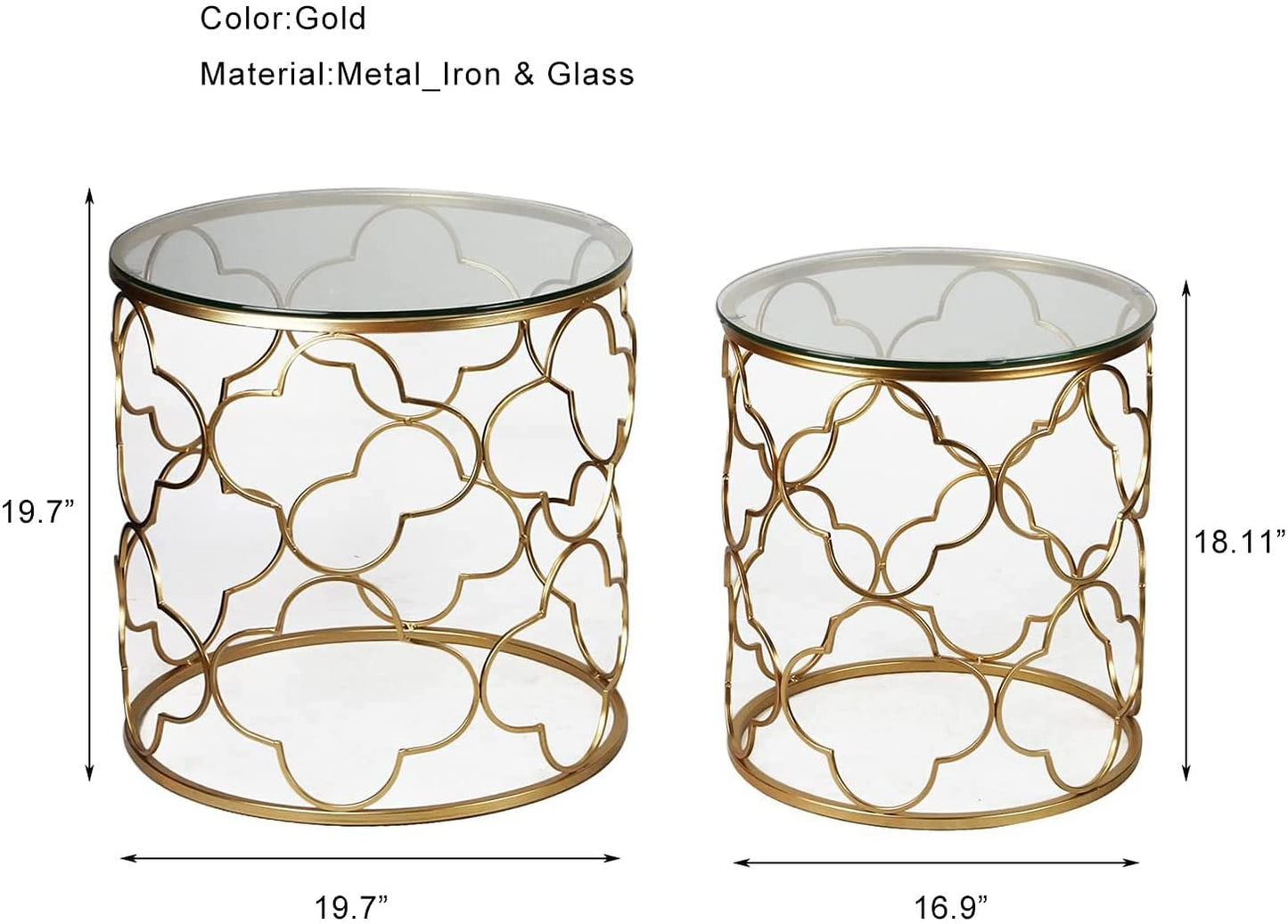 Nest Of Tables : Nesting Round Gold Nightstands Decent Set of 2
