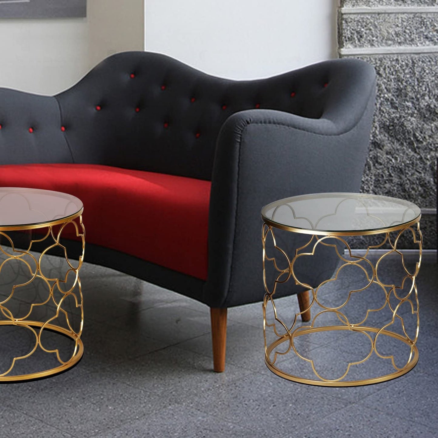 Nest Of Tables : Nesting Round Gold Nightstands Decent Set of 2