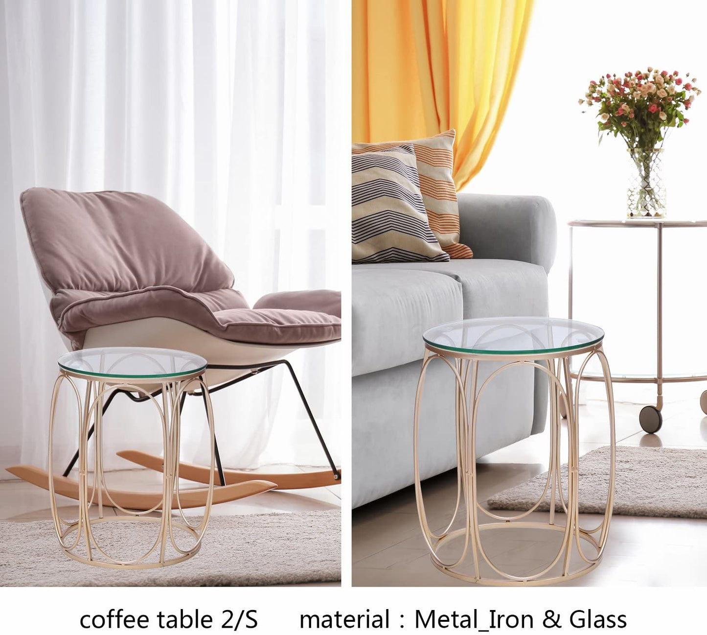 Nest Of Tables : Nesting Round Gold Nightstands Decent Set of 2