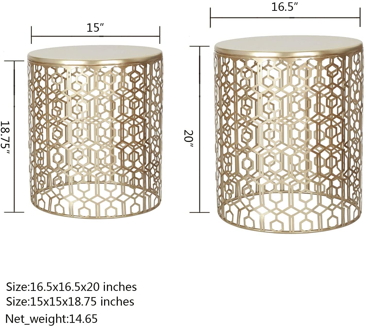 Nest Of Tables : Nesting Round Gold Nightstands Decent Set of 2