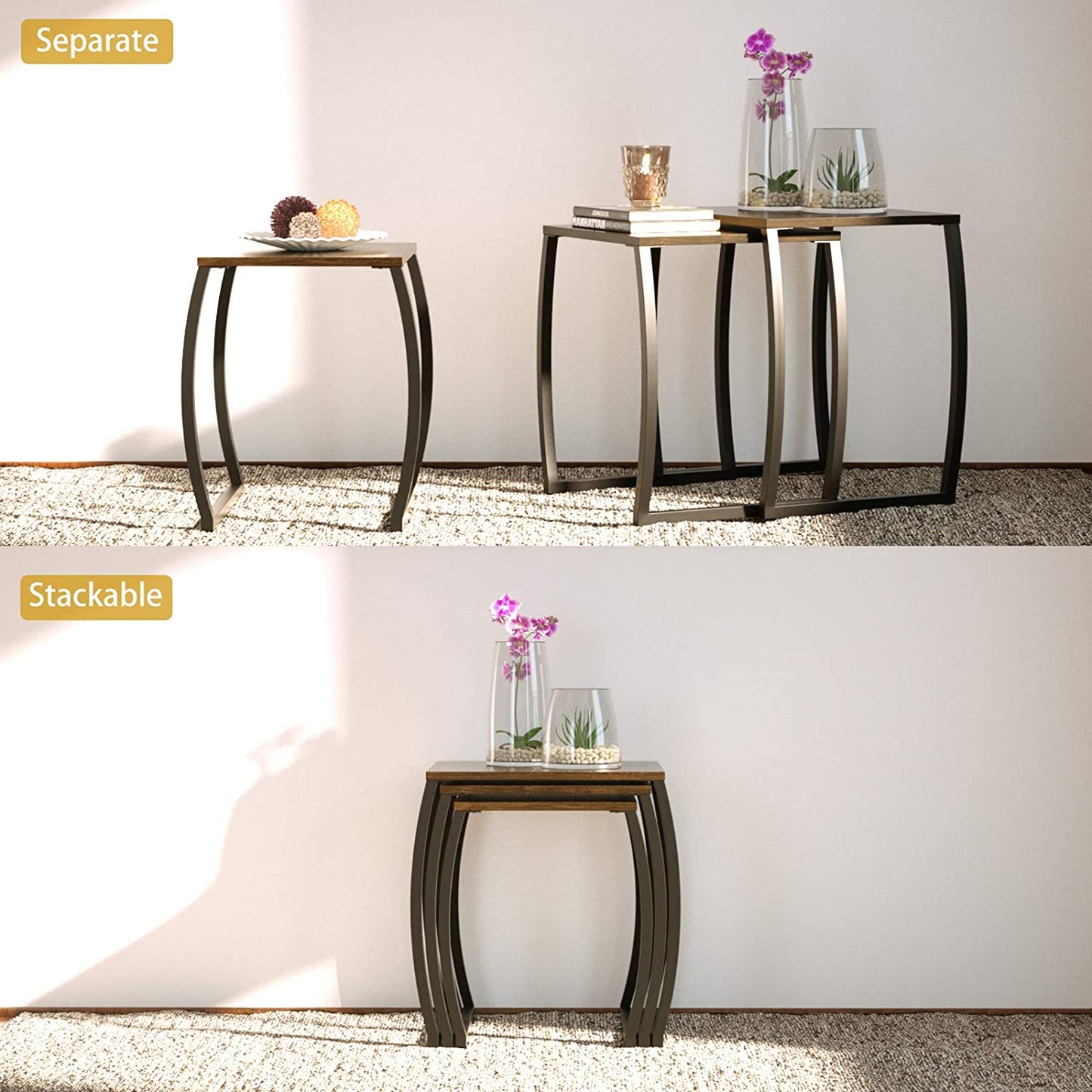 Nest Of Tables : Nesting Tables, Vintage Side Table Set of 3
