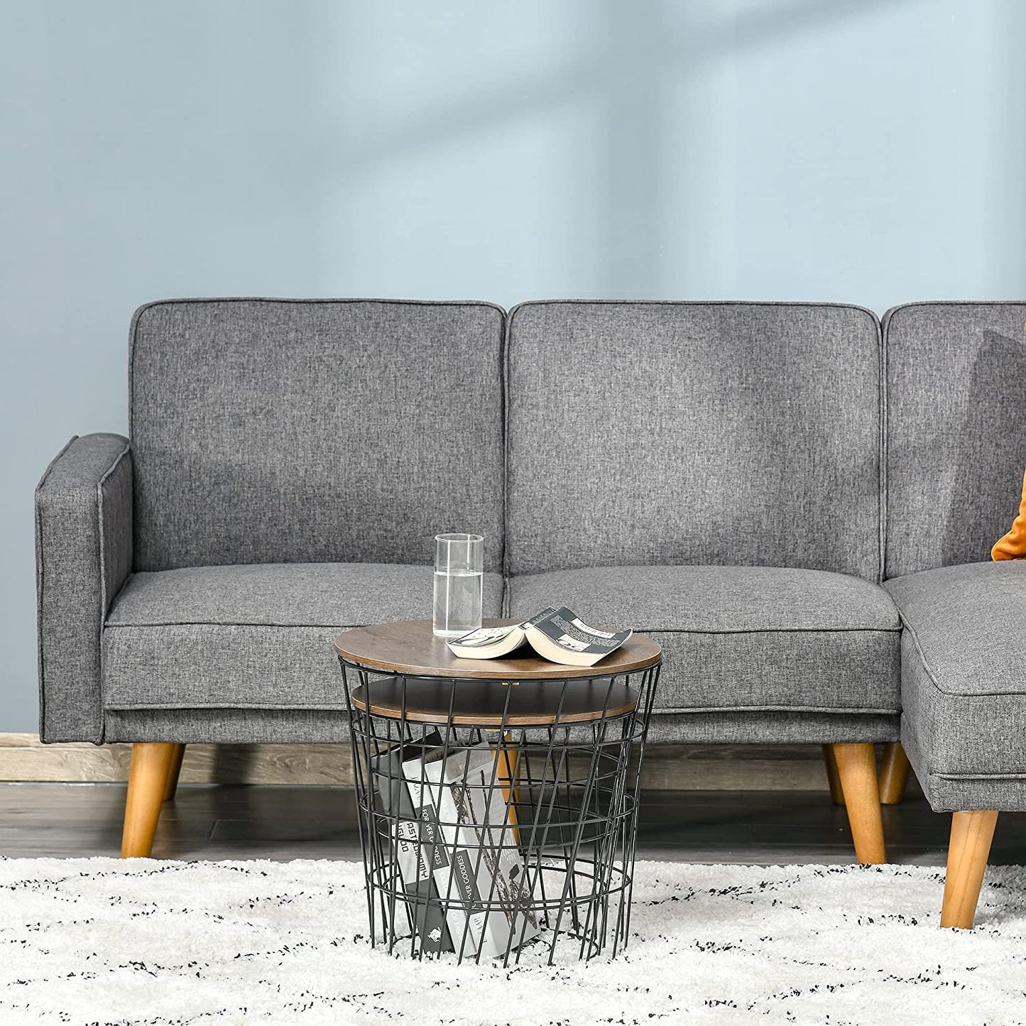 Nest Of Tables: Nesting Tables with Metal Frame, Modern Wood End Table Set, Living Room Side Tables (Oak, Set of 3)