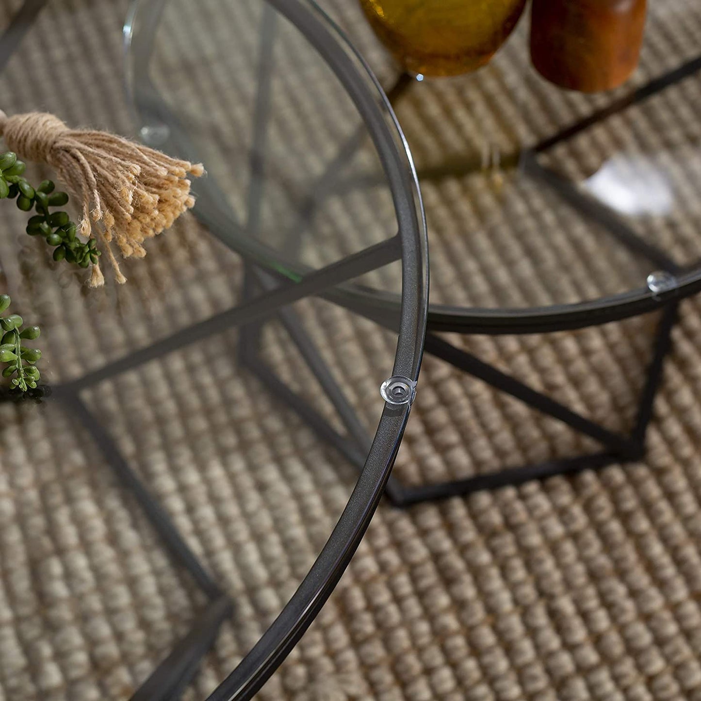 Nest Of Tables Round Nesting Coffee Accent Table Living Room, Black