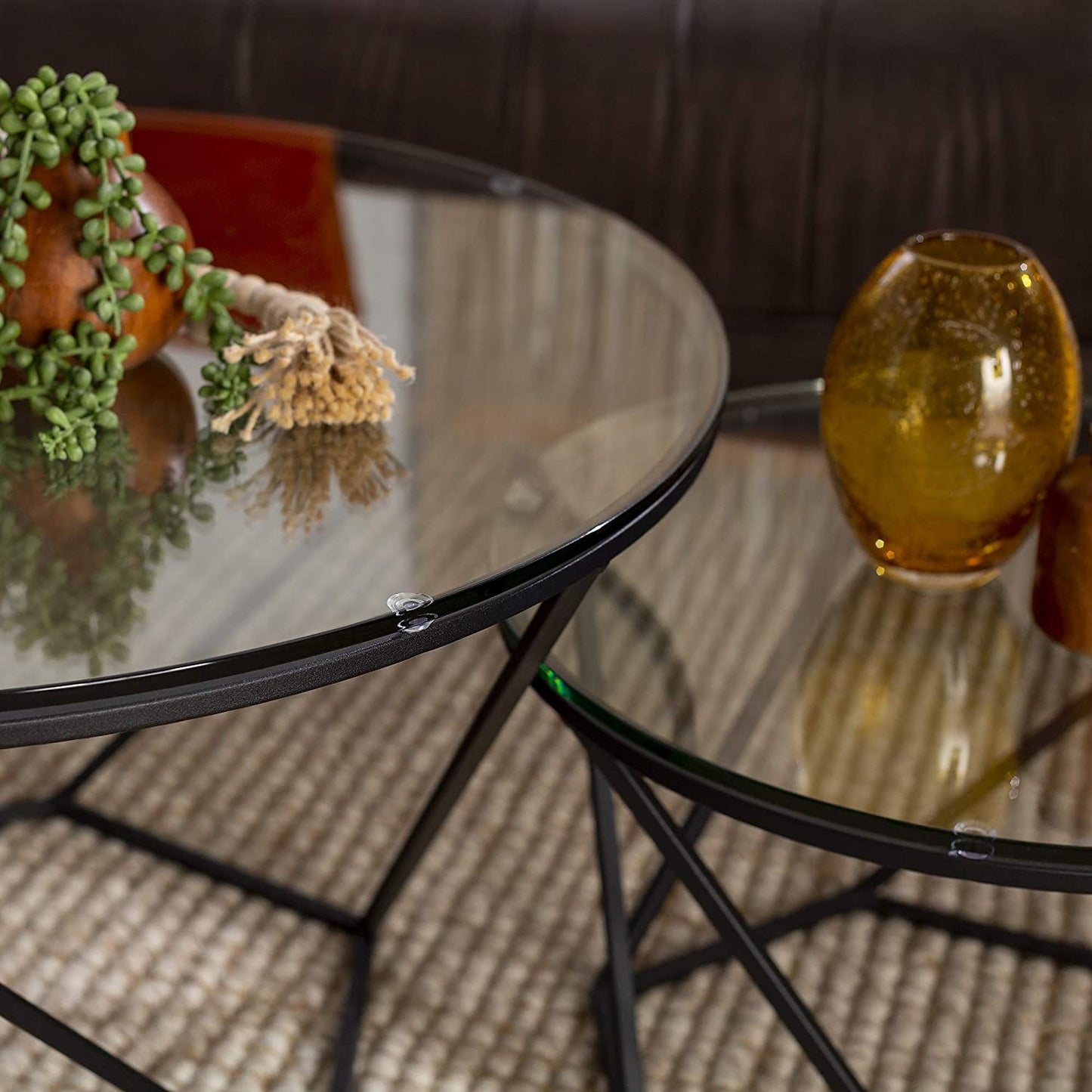Nest Of Tables Round Nesting Coffee Accent Table Living Room, Black