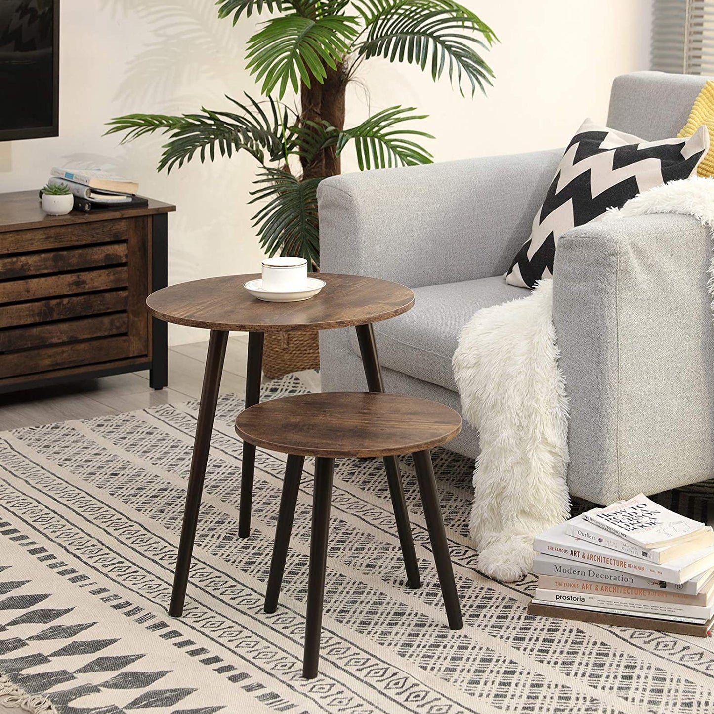 Nest Of Tables Round Tables with Pinewood Legs