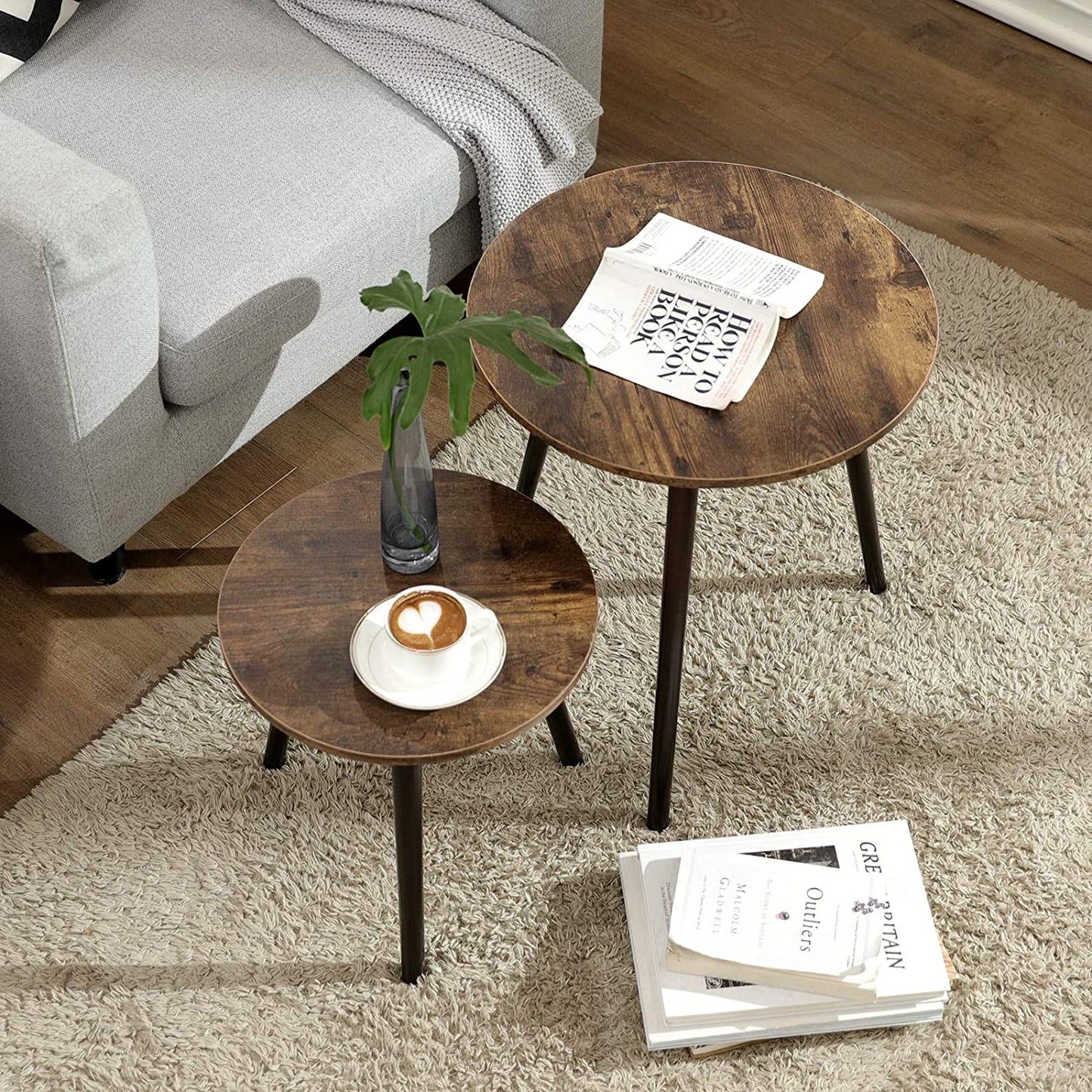 Nest Of Tables Round Tables with Pinewood Legs