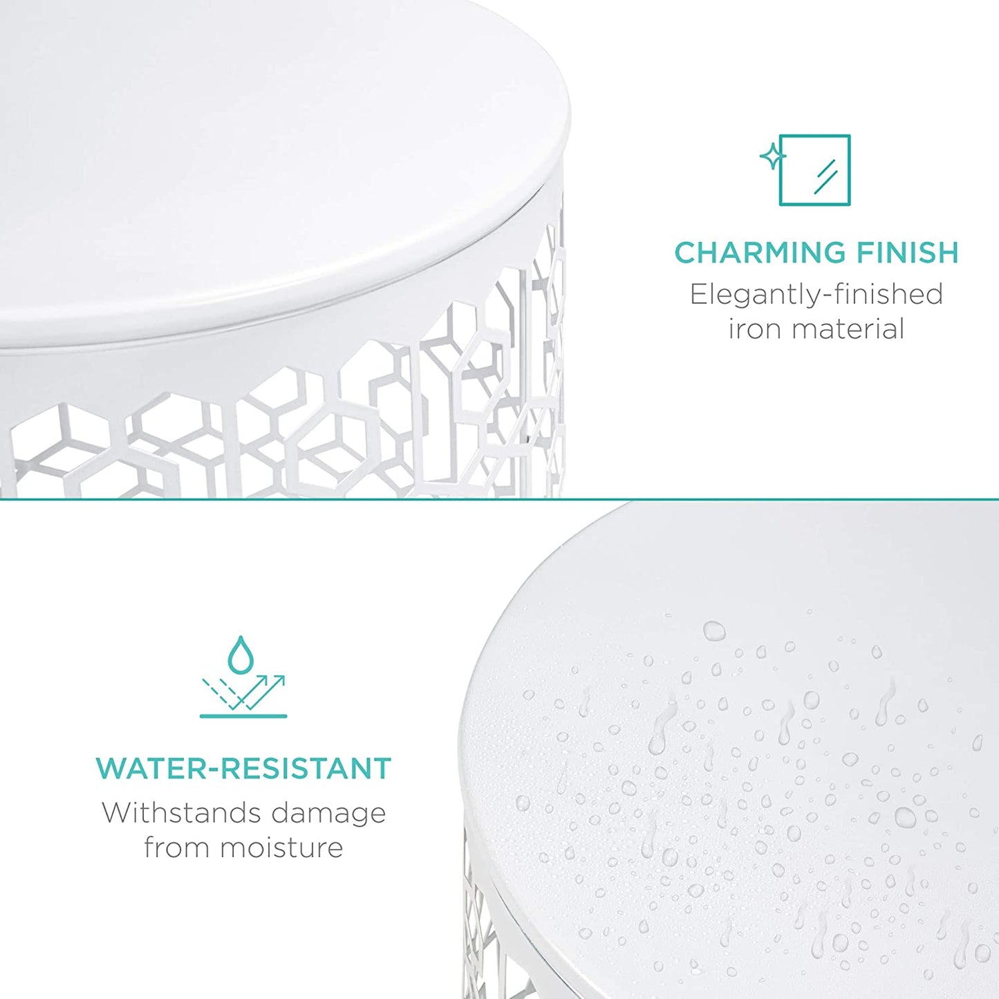 Nest Of Tables Set of 2 Decorative Round End Tables Nightstands, Coffee Side Tables for Living Room Bedroom Office, Nesting - White