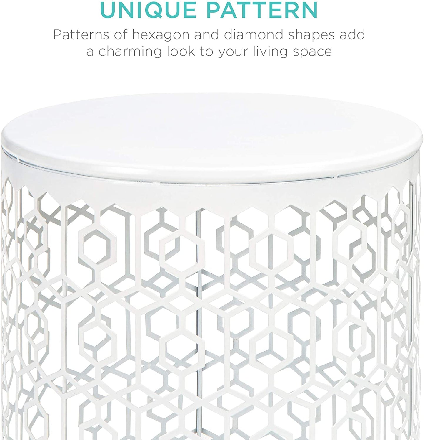 Nest Of Tables Set of 2 Decorative Round End Tables Nightstands, Coffee Side Tables for Living Room Bedroom Office, Nesting - White