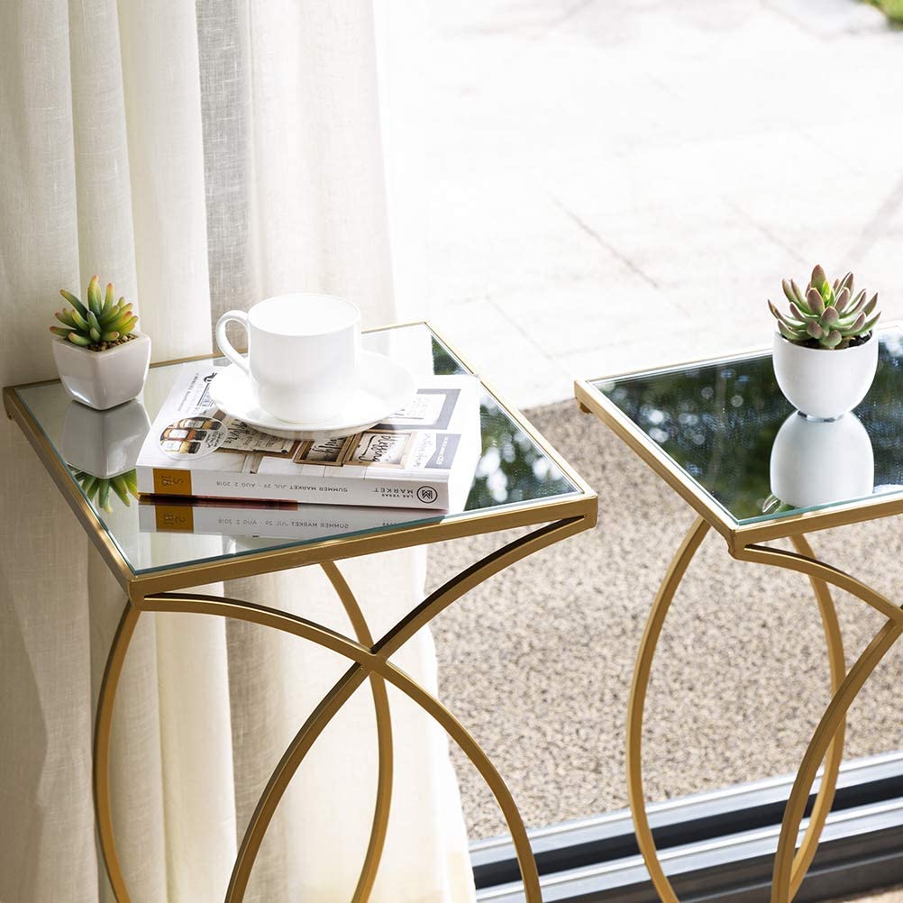 Nest Of Tables Set of 2 Nesting Coffee Tables Decorative Accent Side End Tables Plant Stand Chair for Bedroom, Living Room, Home Office and Patio
