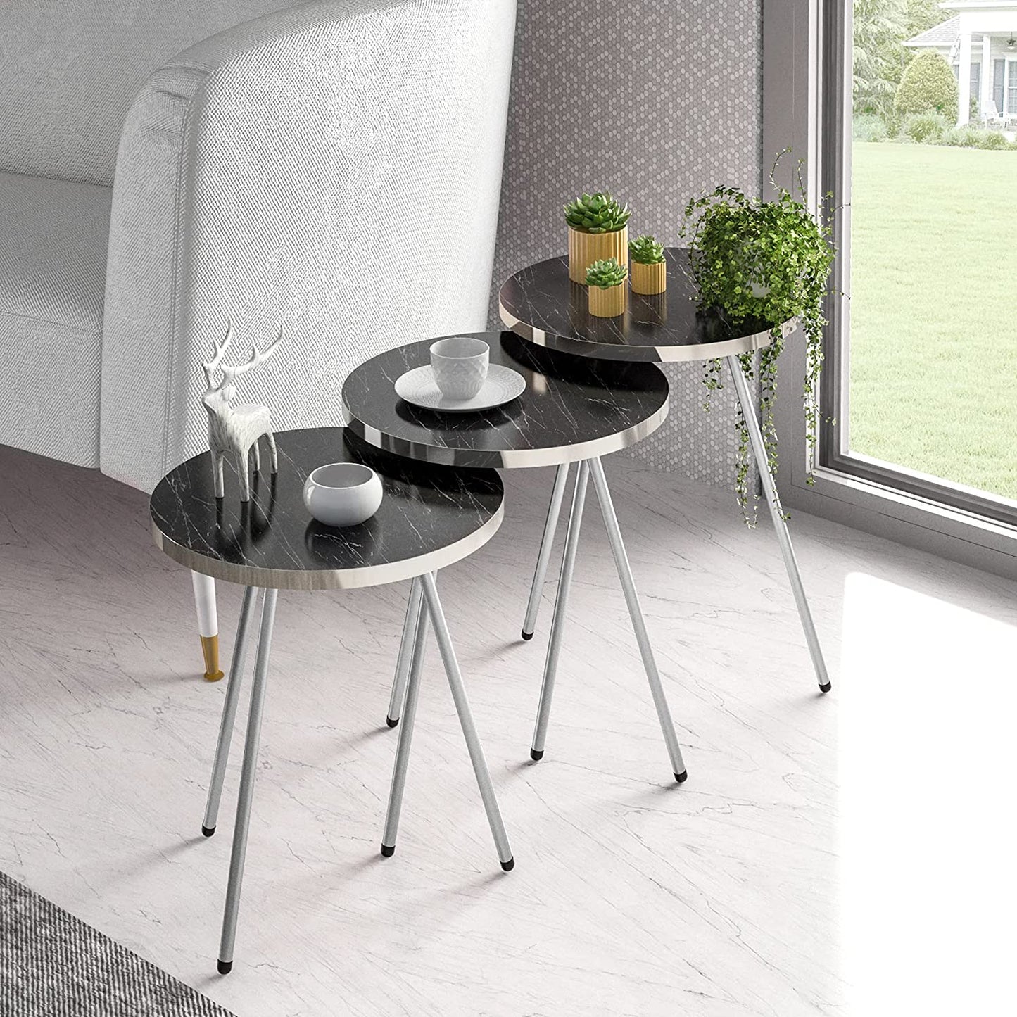 Nest Of Tables : Set of 3 Nesting END Tables Nightstand Bedside Table