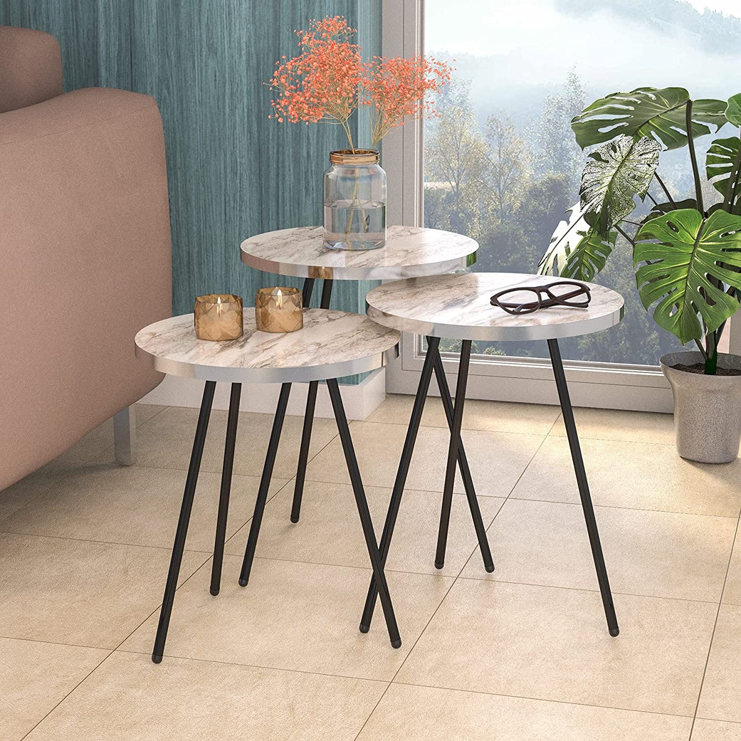 Nest Of Tables : Set of 3 Nesting END Tables Nightstand Bedside Table