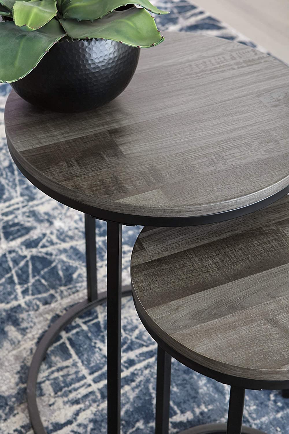Nest Of Tables Set of Two Casual Black Grey