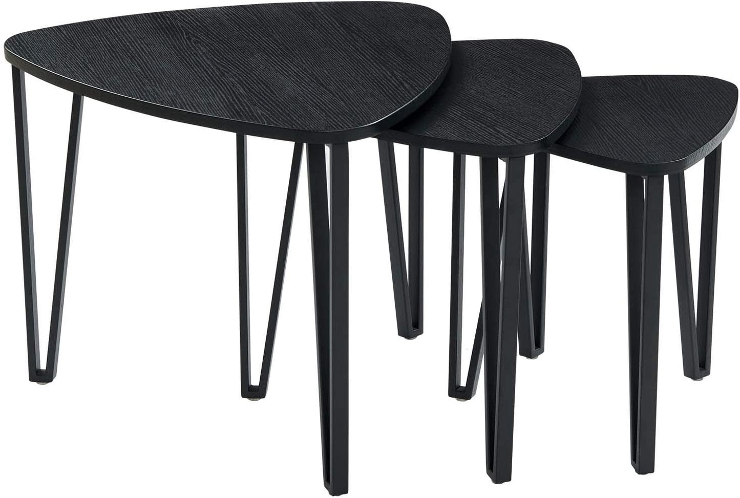 Nest Of Tables Table Sets of 3 Stacking End Side Tables Nightstands Vintage Night Tables for Bedroom Home Office, Black Wood