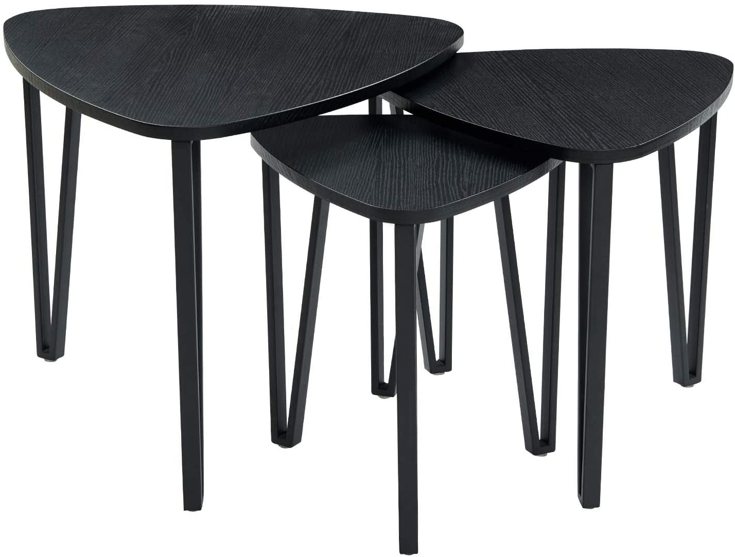 Nest Of Tables Table Sets of 3 Stacking End Side Tables Nightstands Vintage Night Tables for Bedroom Home Office, Black Wood