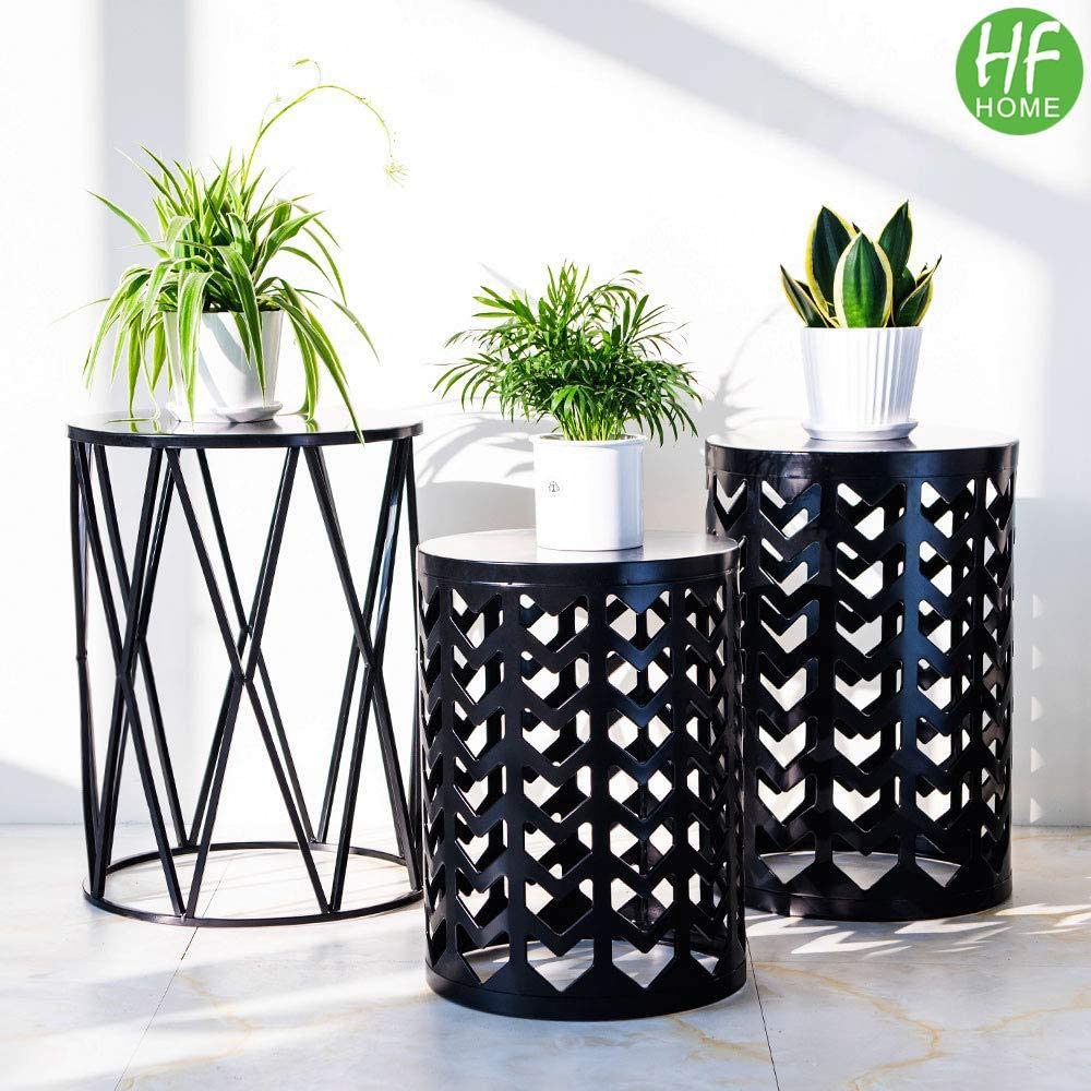 Nest Of Tables Tables Plant Stand for Living Room Balcony Home Garden Stool Patio Outdoor- Black
