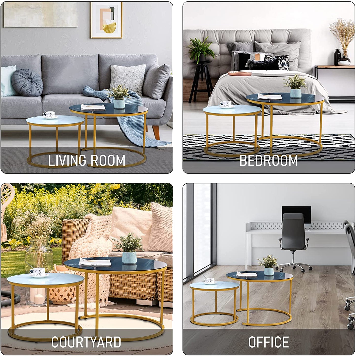 Nest Of Tables : Modern Round Nesting Coffee Table Set