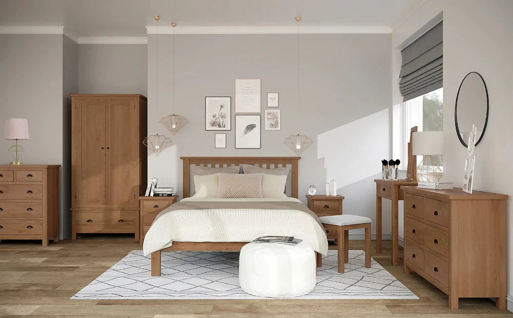 Double Bed: Oak Wooden Double Bed