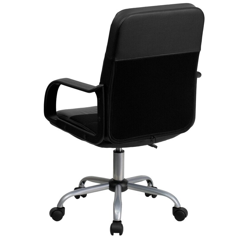 Office Chair : Mid-Back Black Leatherette Office Chair