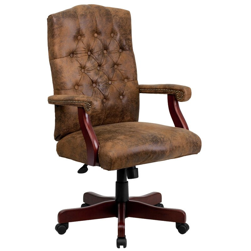 Office Chair : Upholstered Brown Office Chair