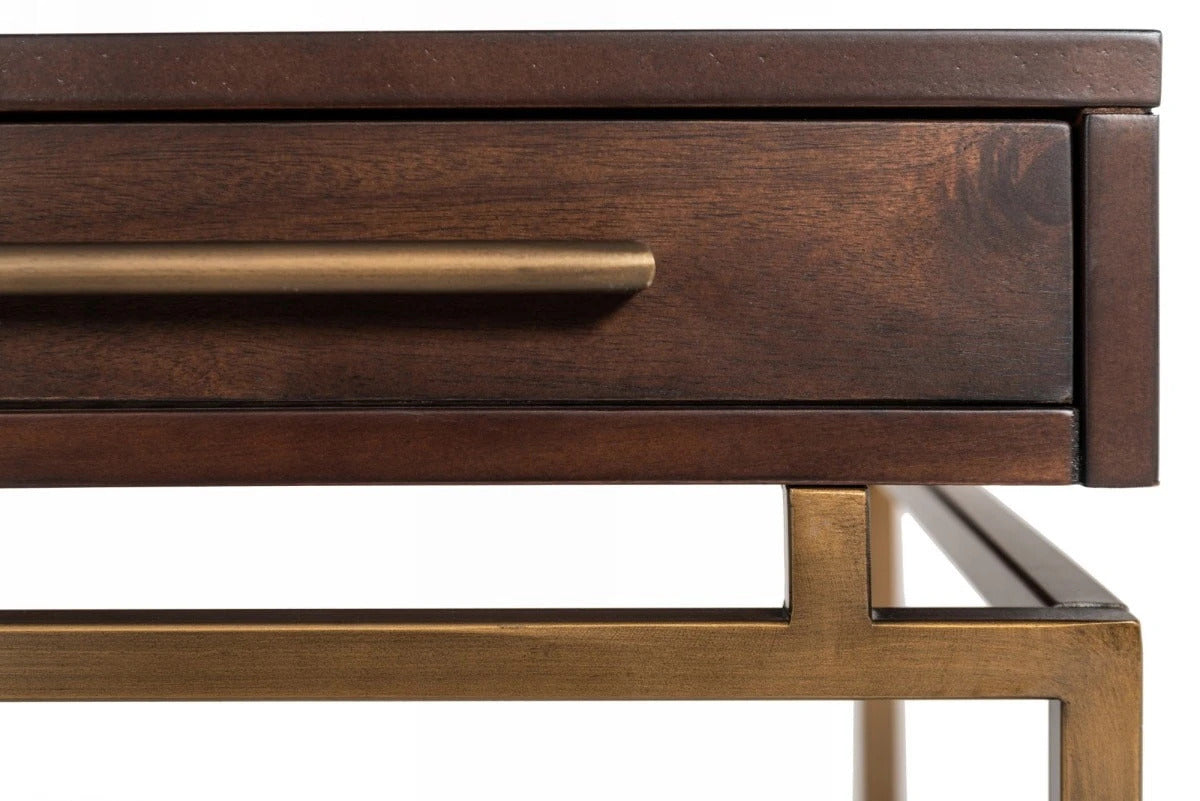 Office Desk : Acacia & Brass Desk