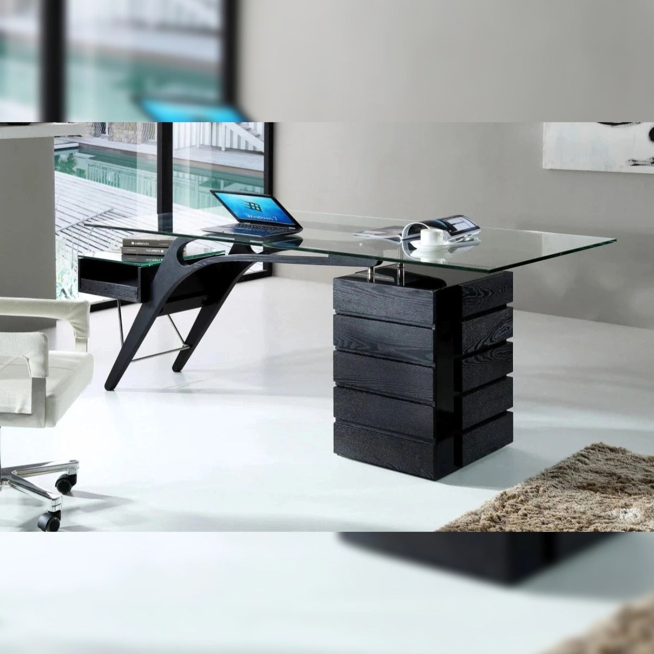 Office Desk: Black Ash Office Desk