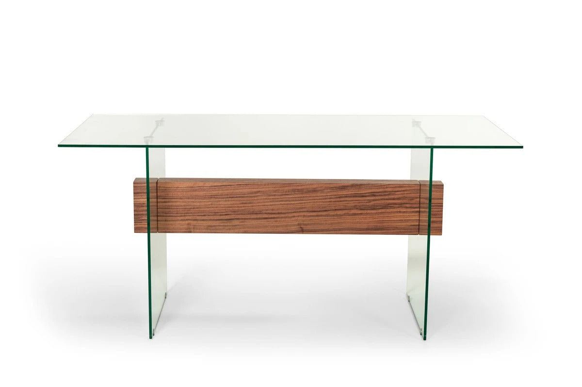 Office Desk : Contemporary White & Walnut Desk & Shelves