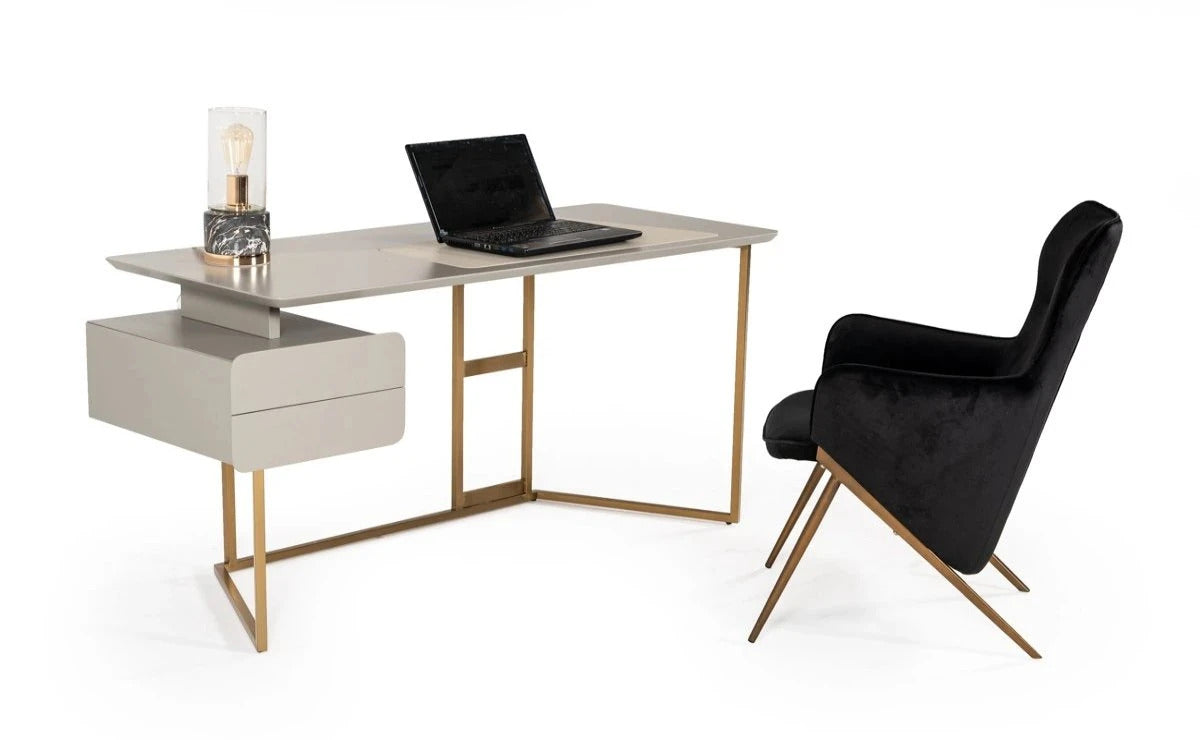 Office Desk Modern Grey & Bronze Desk