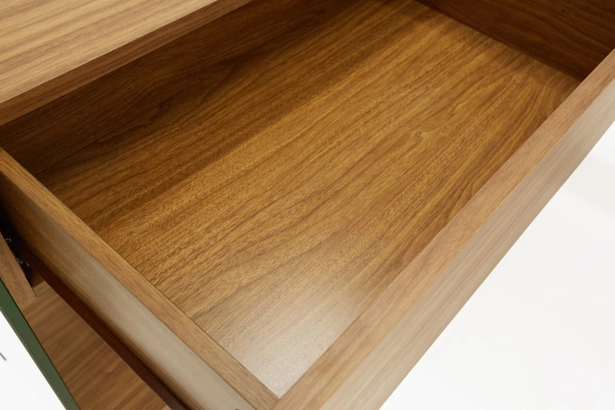 Office Desk: Walnut & Glass Office Desk