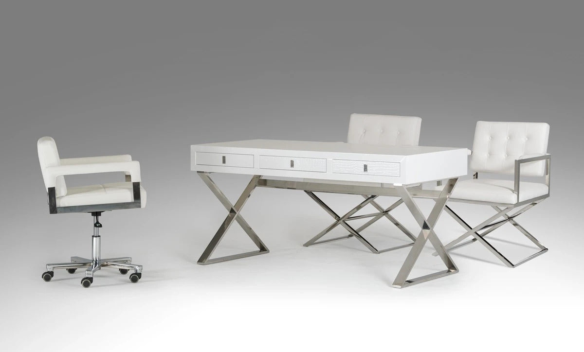 Office Desk: White Crocodile Desk