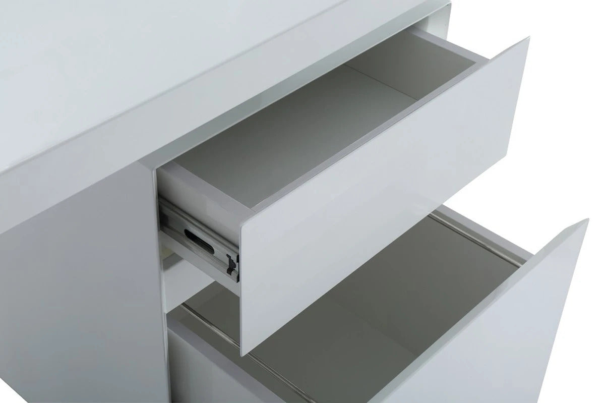 Office Desk: White & Stainless Steel Office Desk