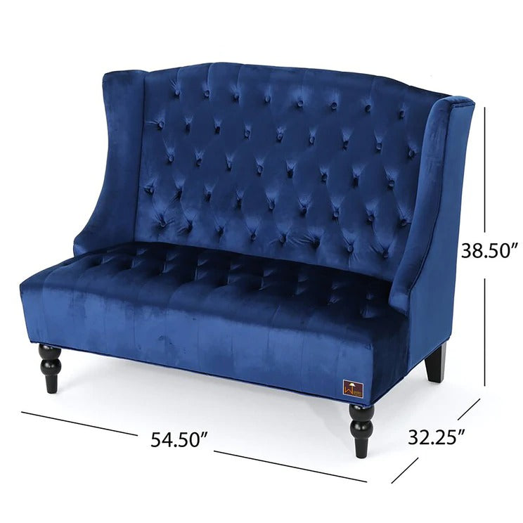 Office Sofa: 50.25'' Velvet Recessed Arm Loveseat