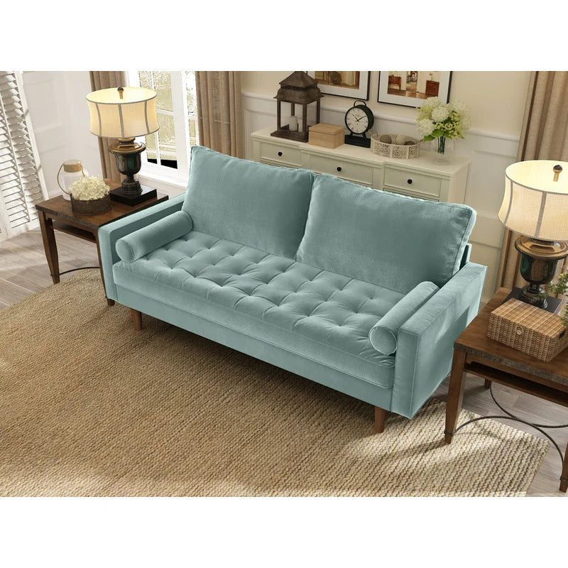 Office Sofa : JOHN 69.68'' Velvet Square Arm Sofa